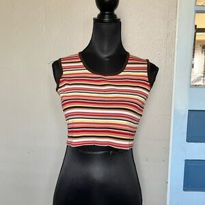 90s earthy striped multicolor cropped tank top shirt